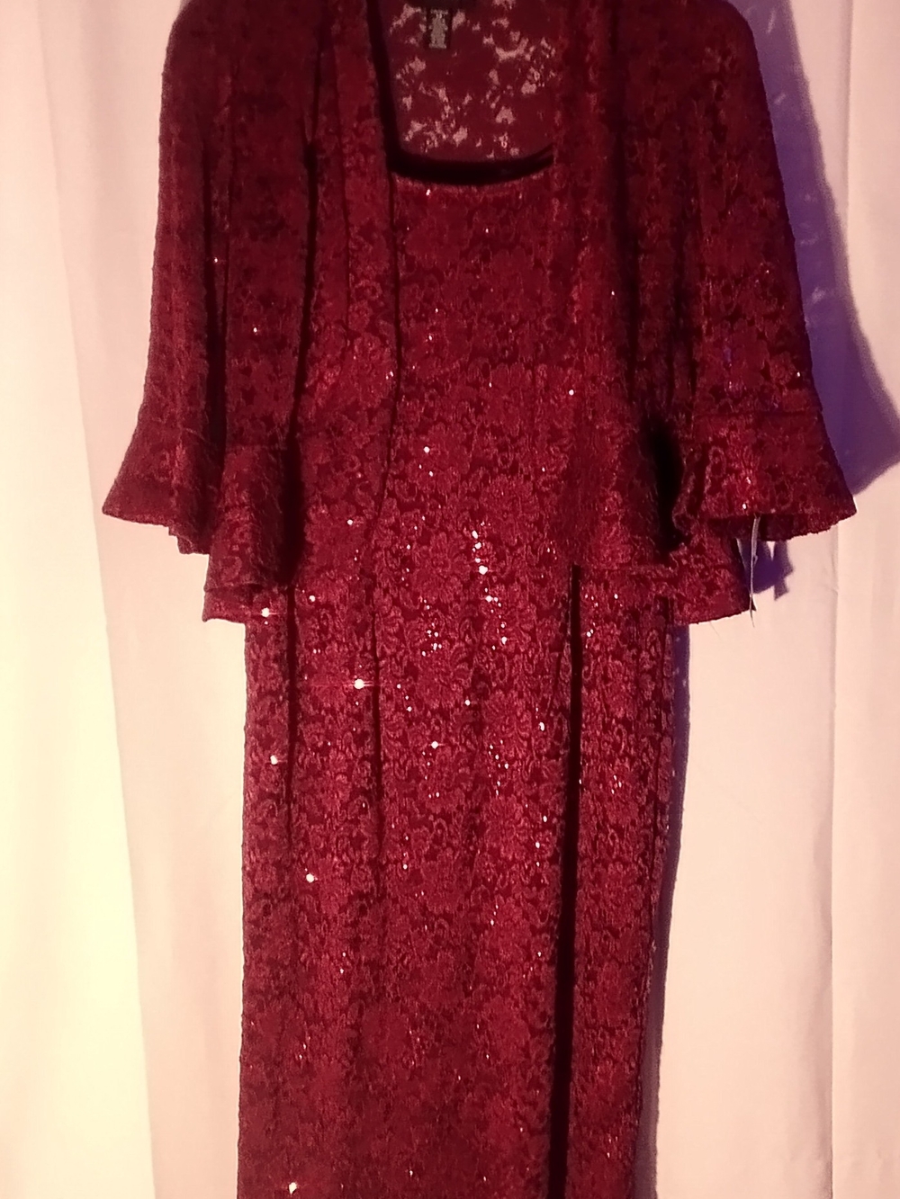 Burgandy 2 Piece Lace Sequin Formal Dress Size 14
